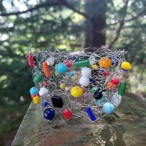 Hand knit beaded bracelet